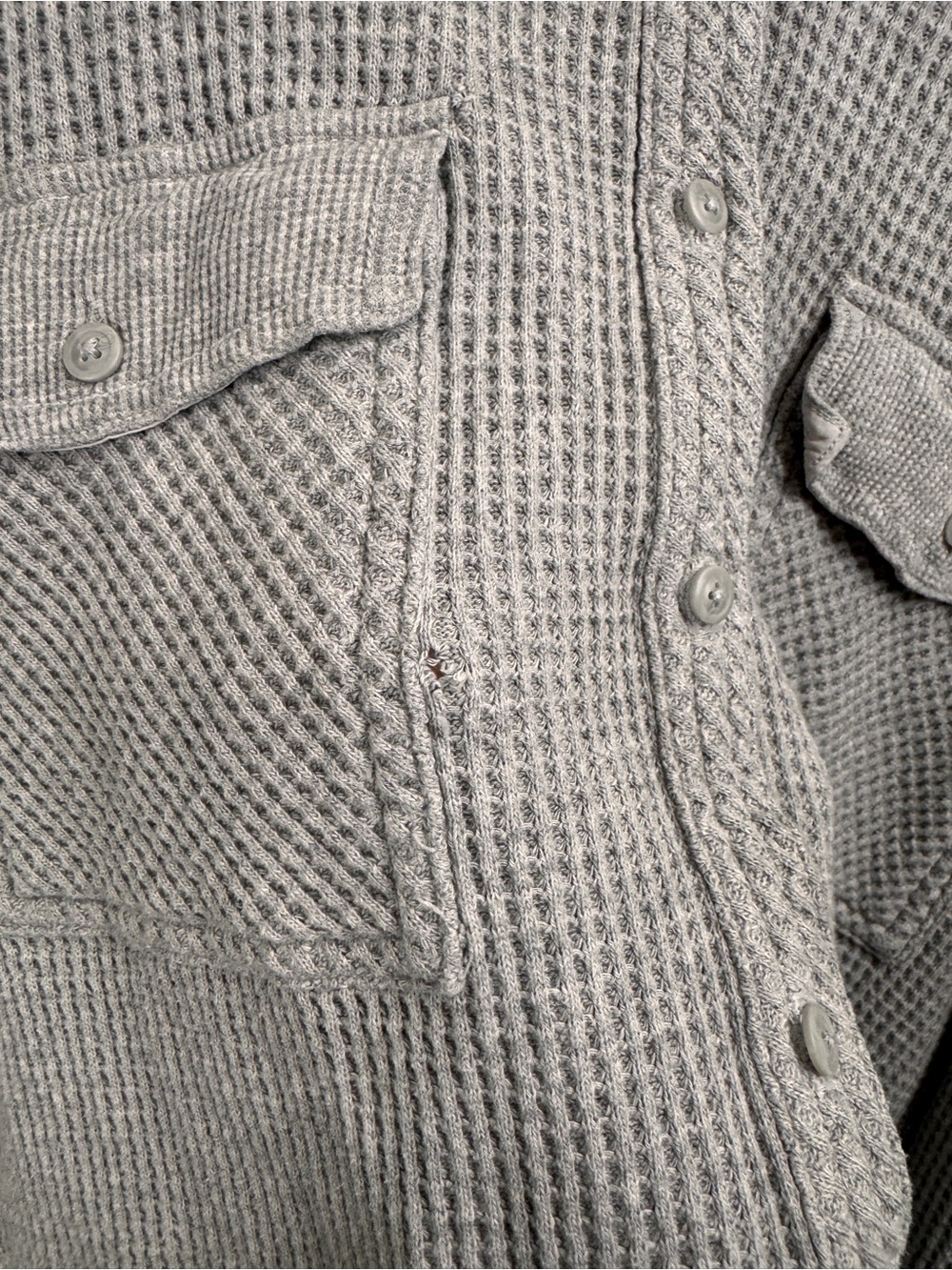 Aerie Thermal Waffle Knit Button Down Shirt Size Large Gray Oversized Shacket - Picture 4 of 6